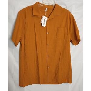Coofandy Shirt Men's Size L cognac NWT Button-up Casual Athleisure Vacation